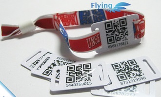 wristband with plastic tag